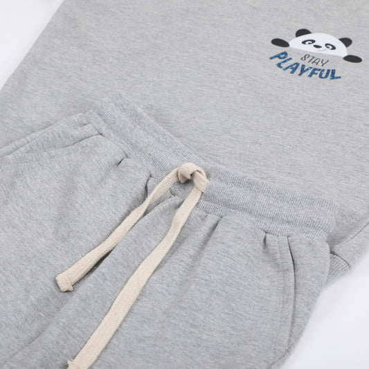 Kids Autumn Co-Ord Set - Grey with Panda Design