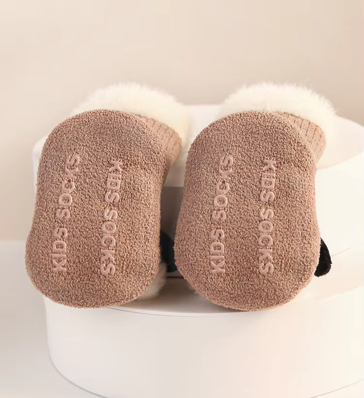 Thickened Fleece Winter Socks for babies: Brown Pup