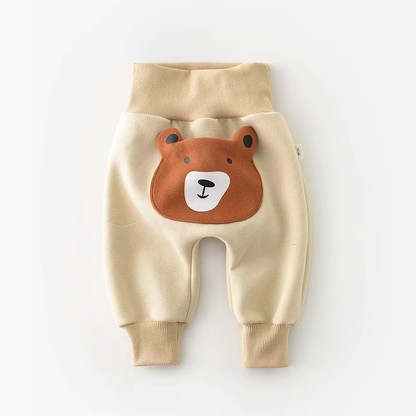 High-Waist 3D Fur Lined Winter Leggings- Cute Grizzly Bear