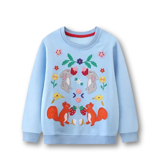 Discover Cozy Elegance with Our Autumn Winter Blue Embroidered Sweatshirt