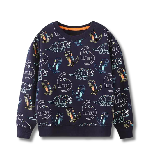 Trendy and Colorful Navy Blue Spring Autumn Printed Sweatshirt