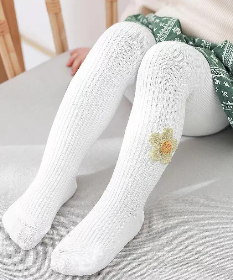 Little Girls' Stylish & Snug Stockings - White Flower