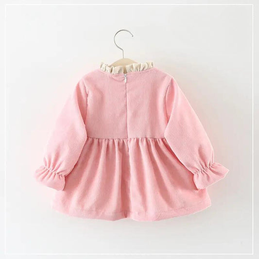 Adorable Baby Girl Bowknot Corduroy Dress - Pink