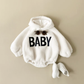 Lamb Wool Furry Infant Hooded Bodysuit – Warm & Embroidered Winter Romper