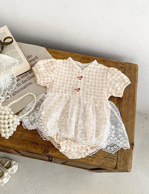 Beautiful Baby Girl's Romper Frock with Net Lace