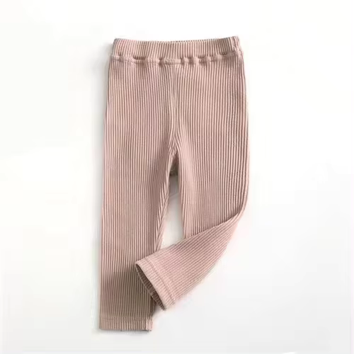 Breathable Cotton Ribbed Kids Pants - Dark Pink