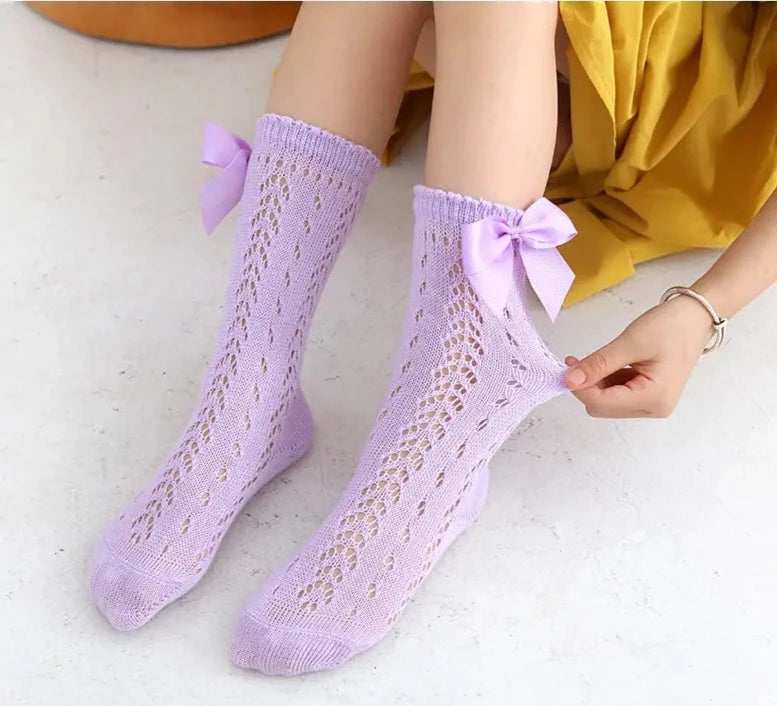 Couture Socks for Princess - Blossom Bows in Purple Bloom