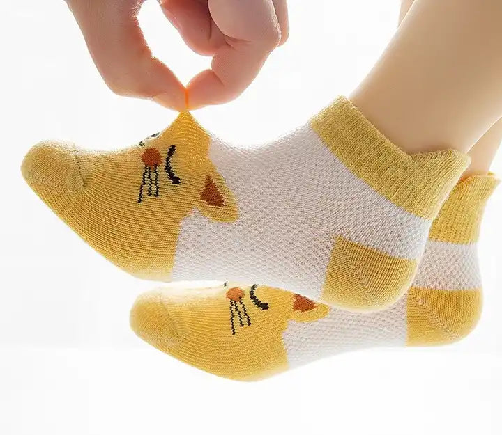 Cute and Breathable Kid's Mesh Cotton Ankle Socks (Pack of 5)