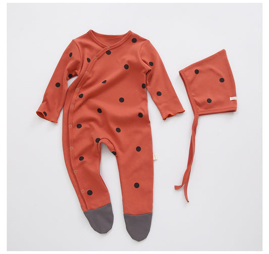 Organic Cotton Red Jumpsuit for Babies - Polka Dot Delight