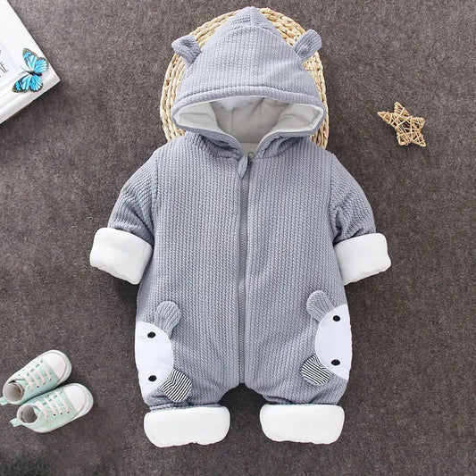 Newborn Warm Hooded Rabbit Jumpsuit