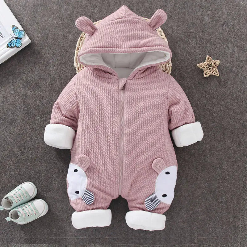 Newborn Warm Hooded Rabbit Jumpsuit