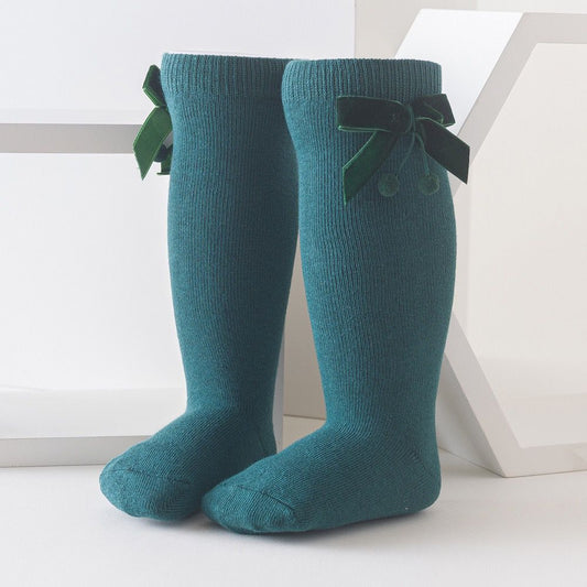 Velvet Bow Socks Green - The Ultimate Baby Girl's Sock!