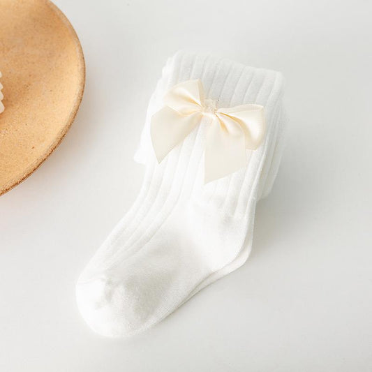 White Ribbon Bow Princess Stockings: Elevate Elegance with Every Step!