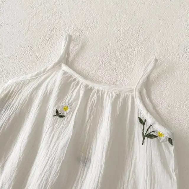 Beautiful Baby Girl's Halter Dress with Flower Embroidery