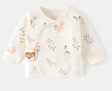 Luxurious Cotton Jacquard Pullover for Infants - Squirrel