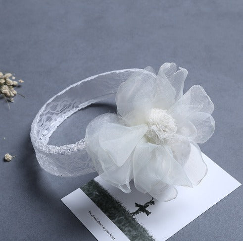 Lace Headband with Large Organza Flower