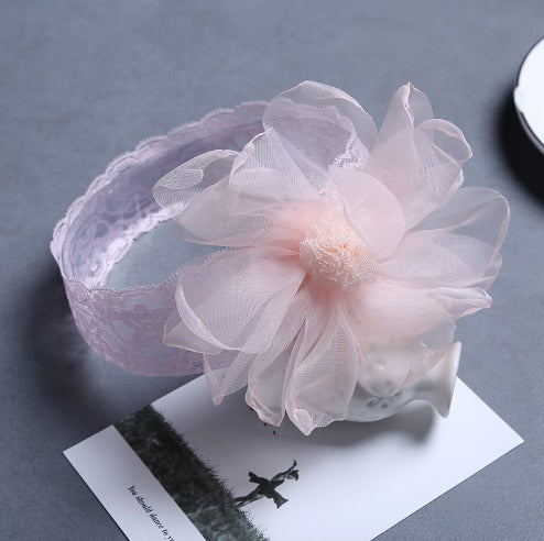 Lace Headband with Large Organza Flower