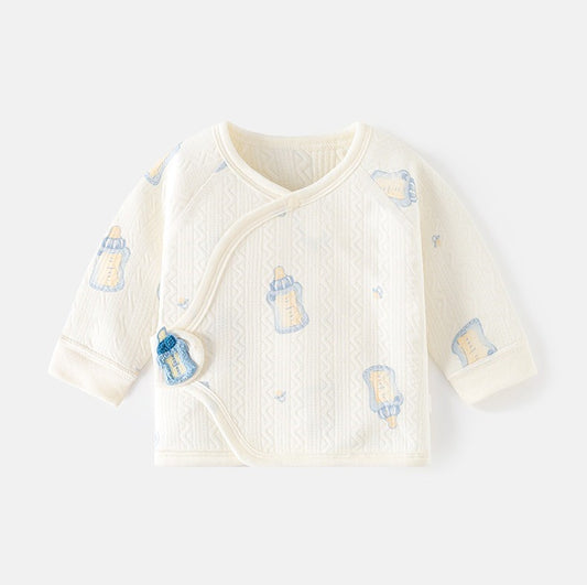 Luxurious Cotton Jacquard Pullover for Infants - Milk Bottle