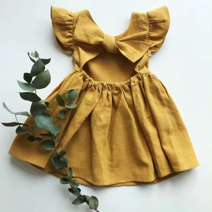 Adorable Cotton Linen Baby Dresses for Summers with Halter Back