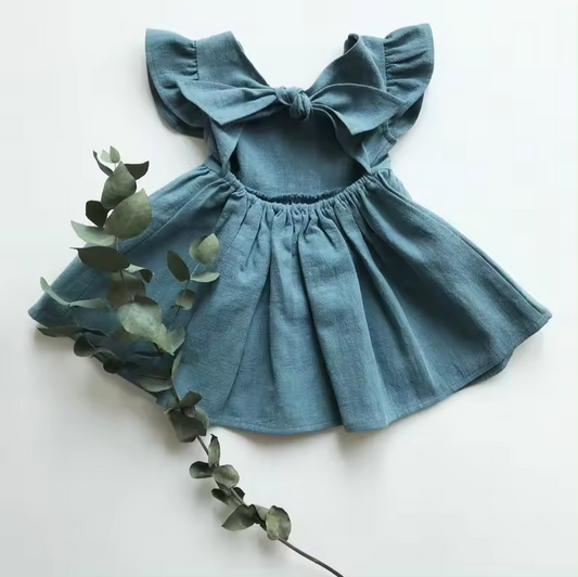 Adorable Cotton Linen Baby Dresses for Summers with Halter Back
