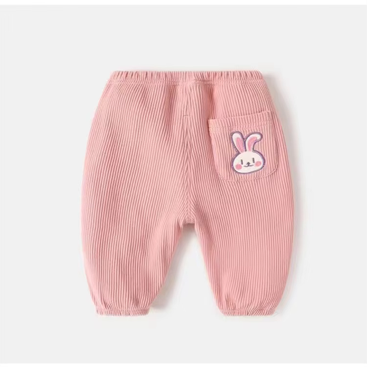 Thickened Corduroy Baby Pants – Pink Bunny