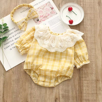 Organic Cotton Laced Infant Romper