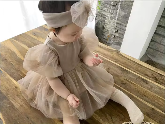 Enchanting Bubble Frock: Dress Your Little Princess in Style with matching headband