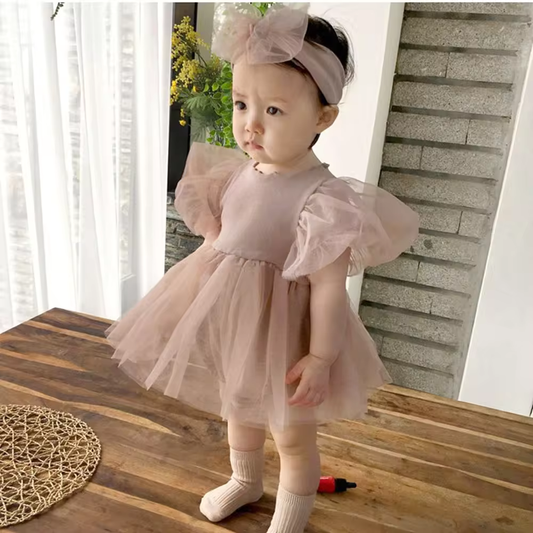 Enchanting Bubble Frock: Dress Your Little Princess in Style with matching headband