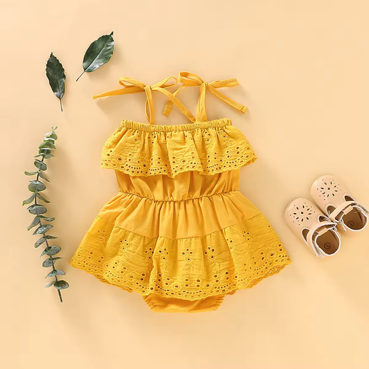 Adorable Summer Baby Jumpsuit - 100% Cotton Laced Romper