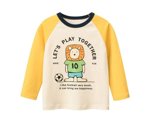 Boys New Design Long Sleeve Kids T Shirt: Playful Football Fun - Crazy Toes ®
