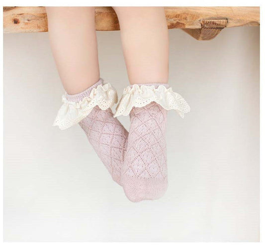 Girls Ruffled Socks: A Perfect Blend of Comfort and Style - Grey - Crazy Toes ®