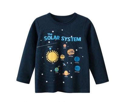 Long Sleeve T Shirt: Solar System Adventure in Style - Crazy Toes ®