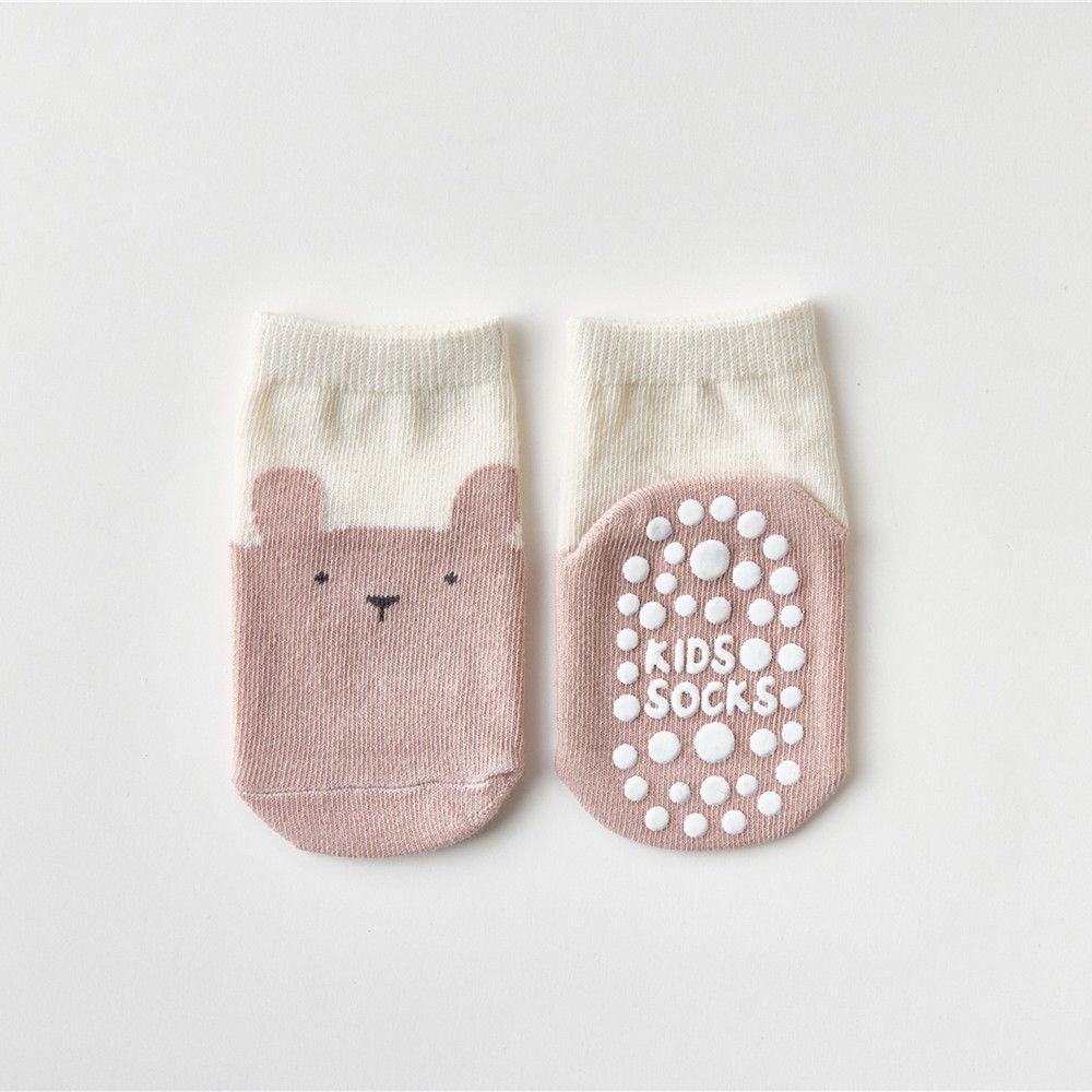 Premium Cotton Anti-Skid Kids Socks | Non-Slip Grip for Active Children - Beige Mouse - Crazy Toes ®