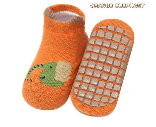 Premium Cotton Anti-Skid Kids Socks | Non-Slip Grip for Active Children - Elephant - Crazy Toes ®
