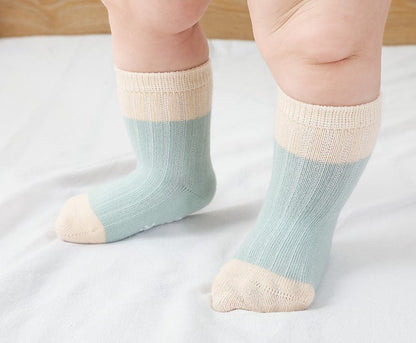 Premium Cotton Crew Length Anti-Skid Socks - Ice Blue - Crazy Toes ®