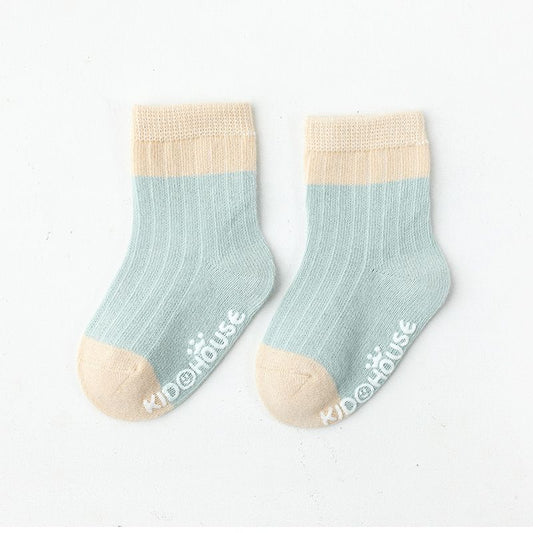 Premium Cotton Crew Length Anti-Skid Socks - Ice Blue - Crazy Toes ®
