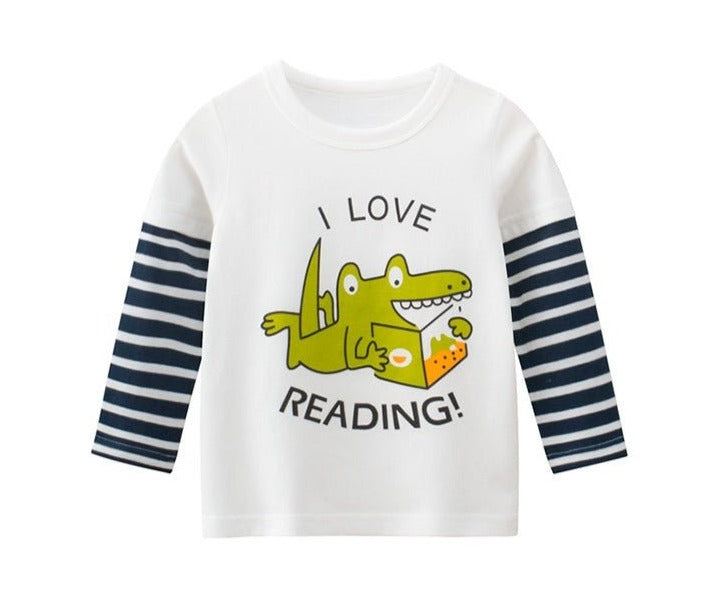 Printed Cotton Casual Long Sleeve T Shirt: Love for Reading - Crazy Toes ®