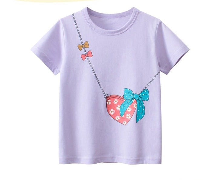 Purple Color Short Sleeve O Neck Girl Summer Clothing T Shirt - Crazy Toes ®