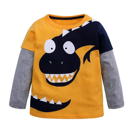 Spring Autumn Long Sleeve Children Baby T Shirt: Dino Adventure Awaits - Crazy Toes ®