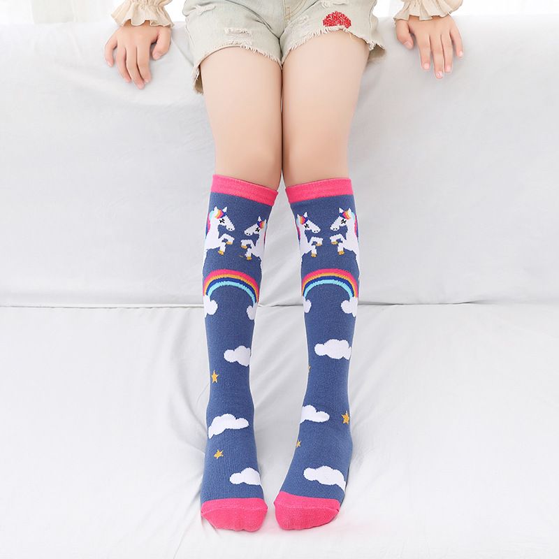 Unicorn Magic: Elevate Your Child's Style with Colorful Knee-High Socks - Blue - Crazy Toes ®